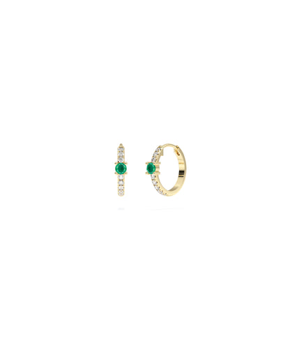 Diamond Pave with Solitaire Birthstone Hoop Earring