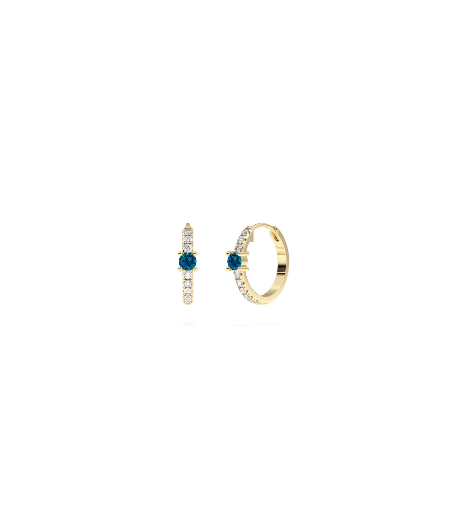 Diamond Pave with Solitaire Birthstone Hoop Earring