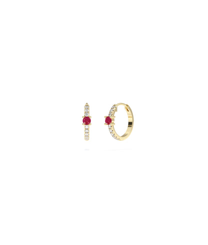 Diamond Pave with Solitaire Birthstone Hoop Earring