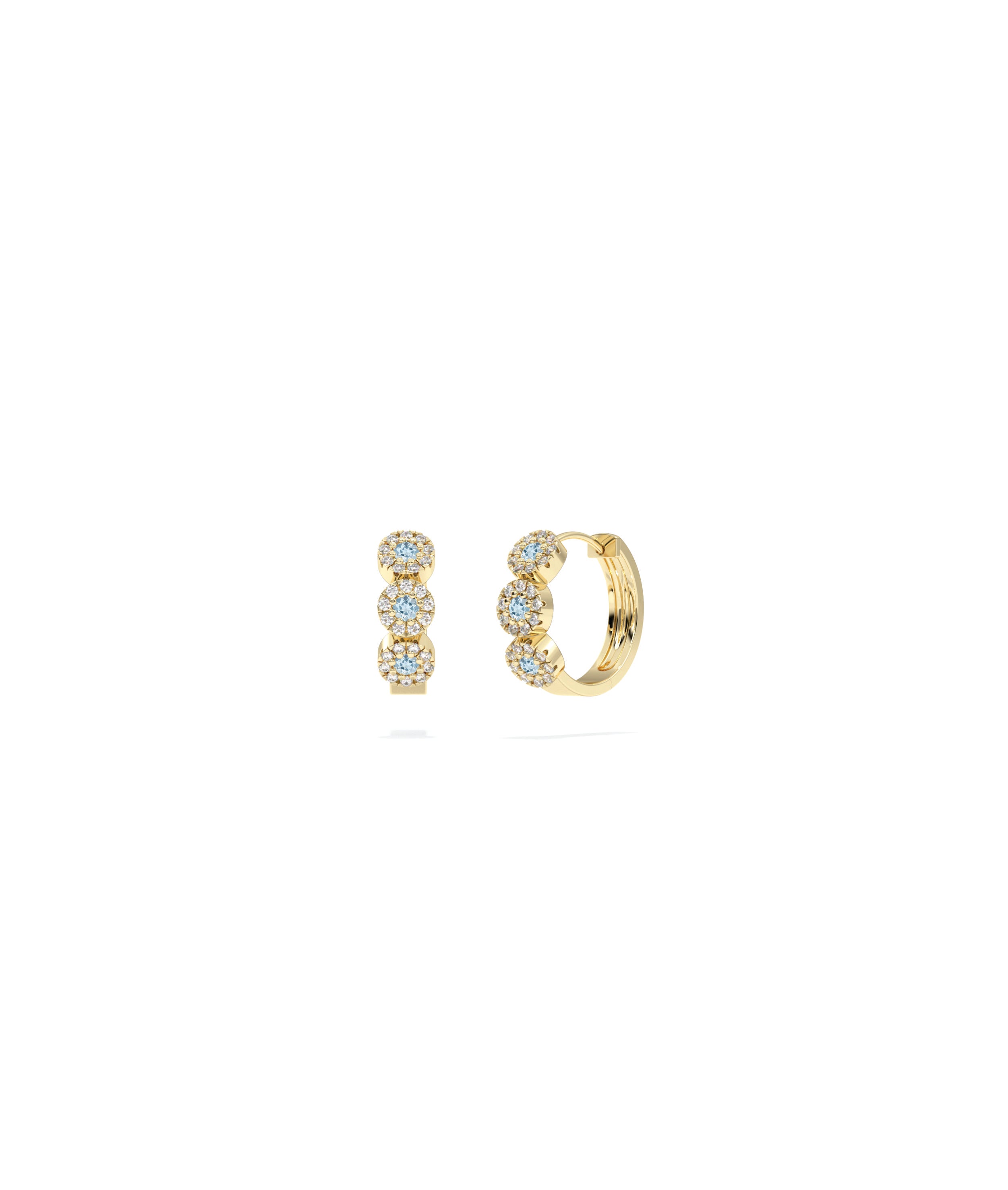 Birthstone and Diamond Halo Hoop Earring | Diamond Earrings