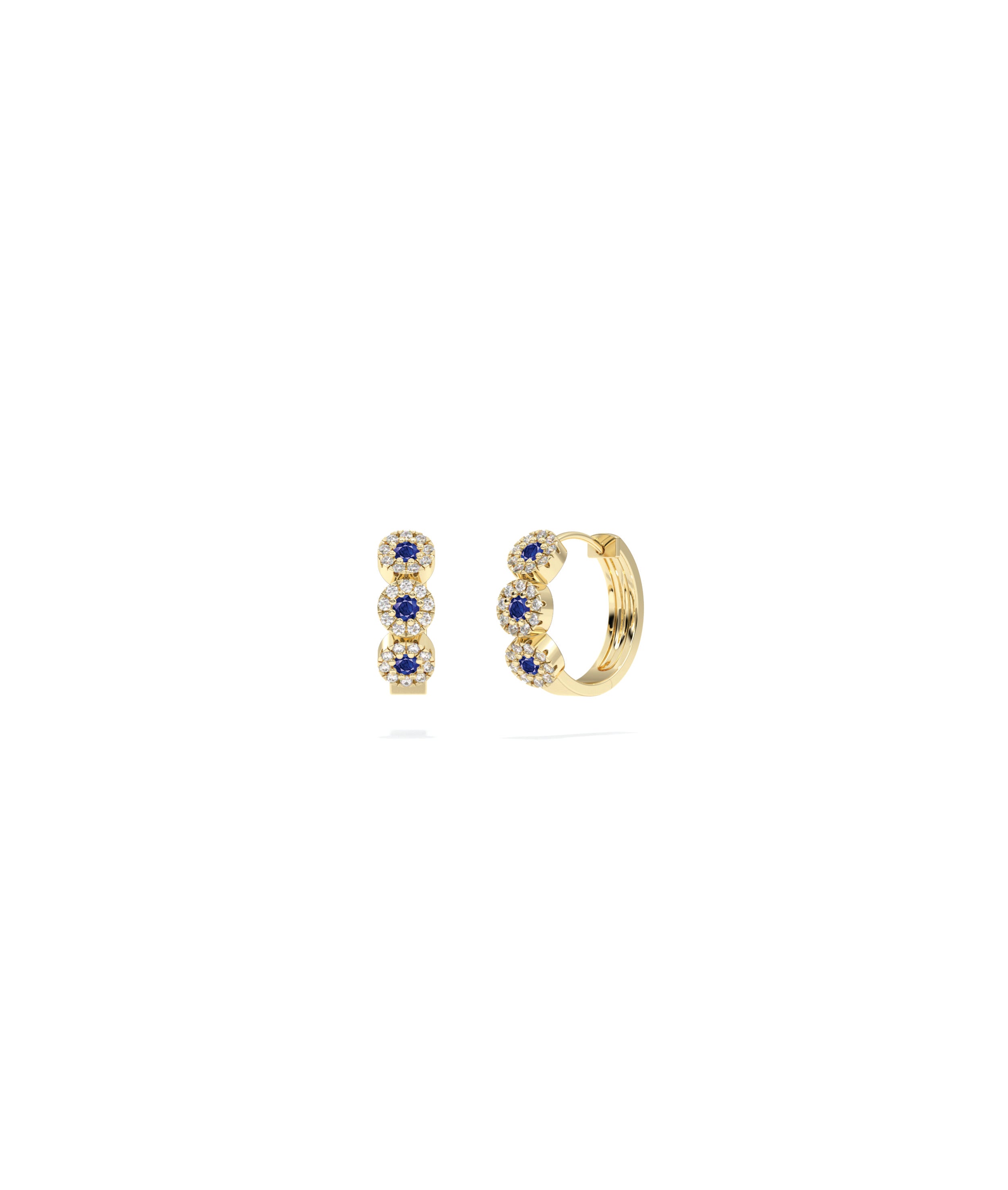 Birthstone and Diamond Halo Hoop Earring | Diamond Earrings