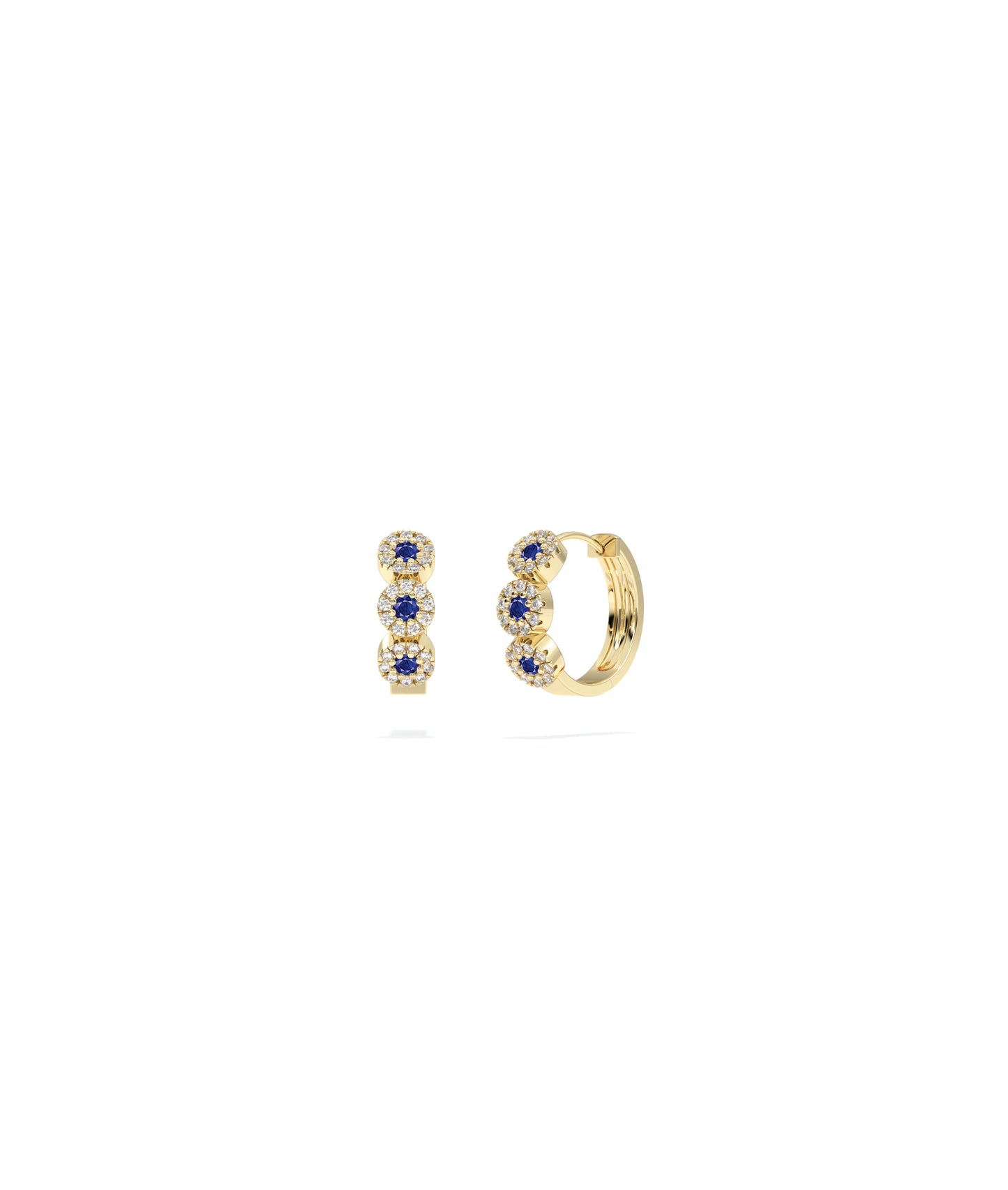 Birthstone and Diamond Halo Hoop Earring | Diamond Earrings