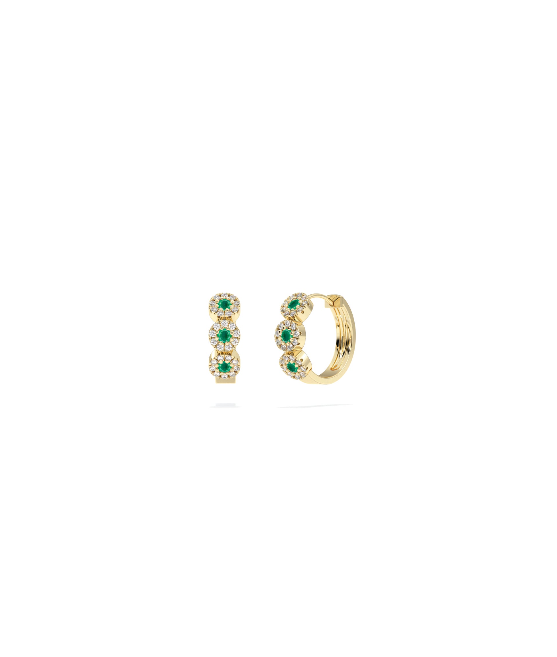 Birthstone and Diamond Halo Hoop Earring | Diamond Earrings