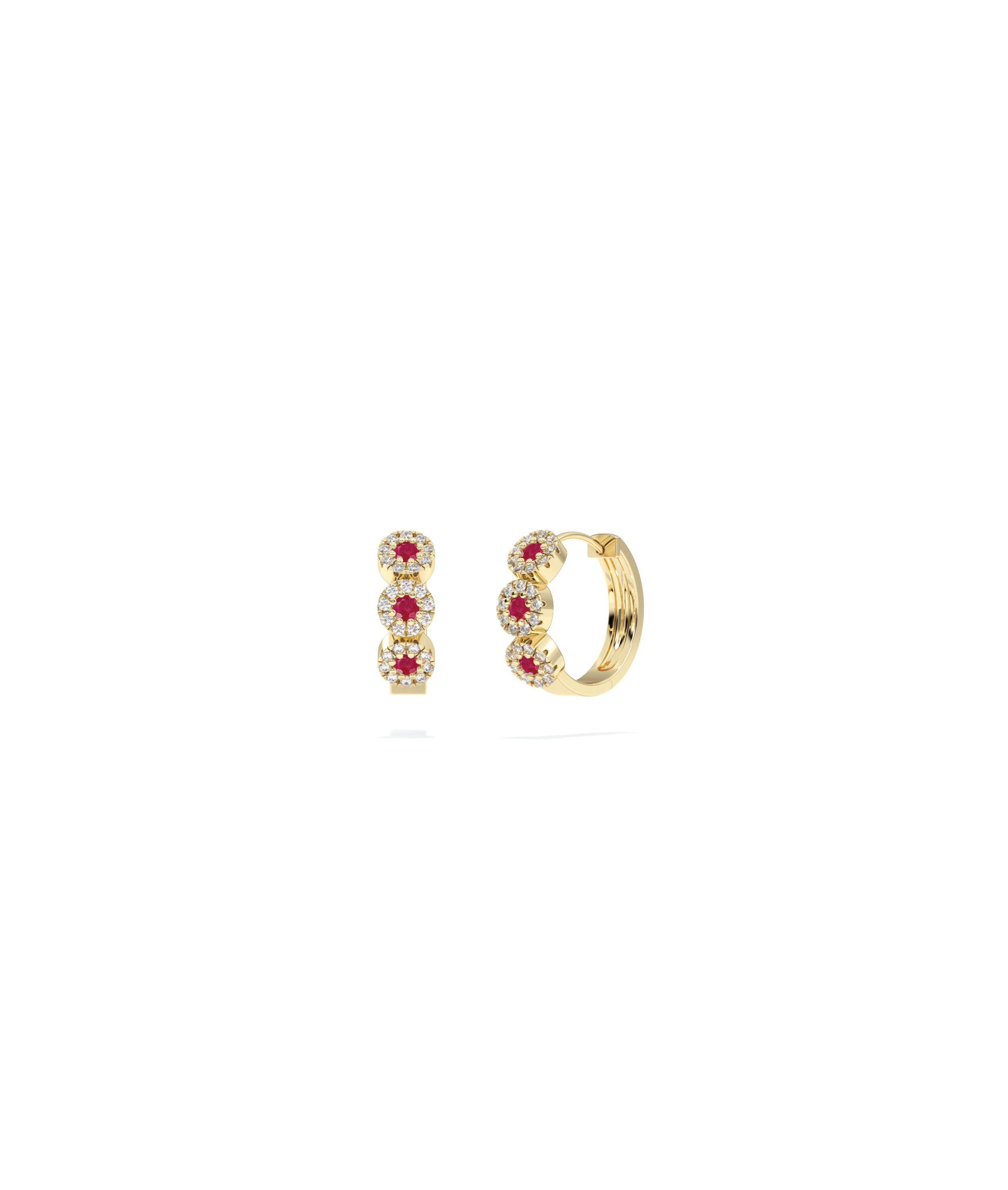 Birthstone and Diamond Halo Hoop Earring | Diamond Earrings