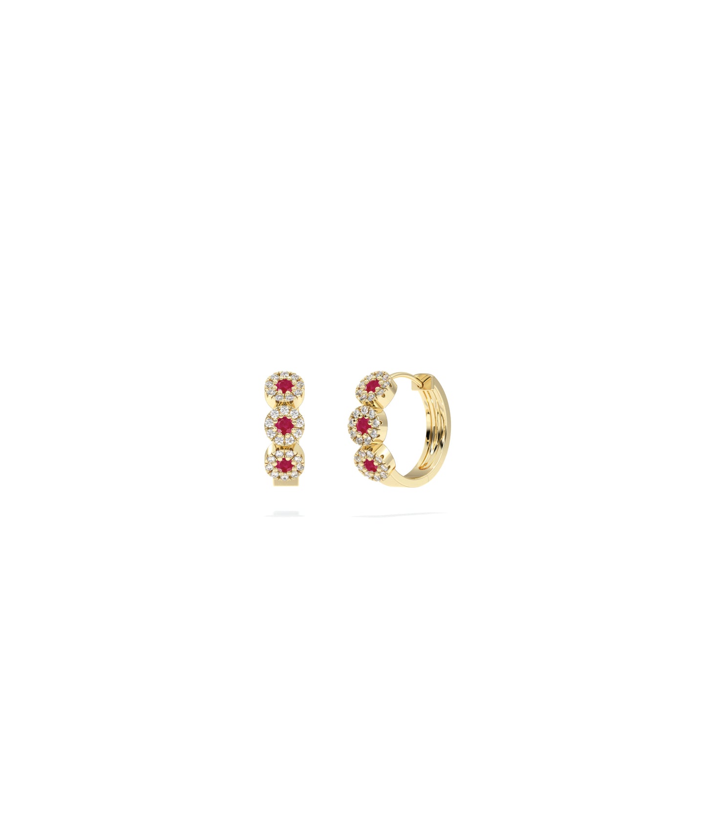 Birthstone and Diamond Halo Hoop Earring | Diamond Earrings