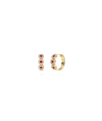 Birthstone and Diamond Halo Hoop Earring | Diamond Earrings