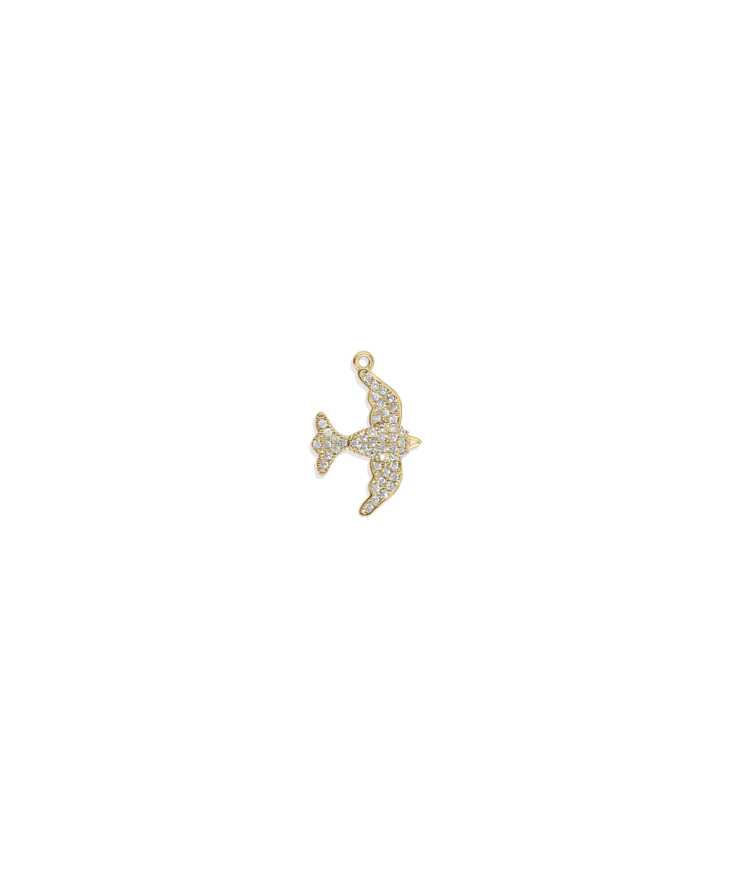 Diamond Pave Bird Charm - 79e | Everyday 14K Gold Jewelry