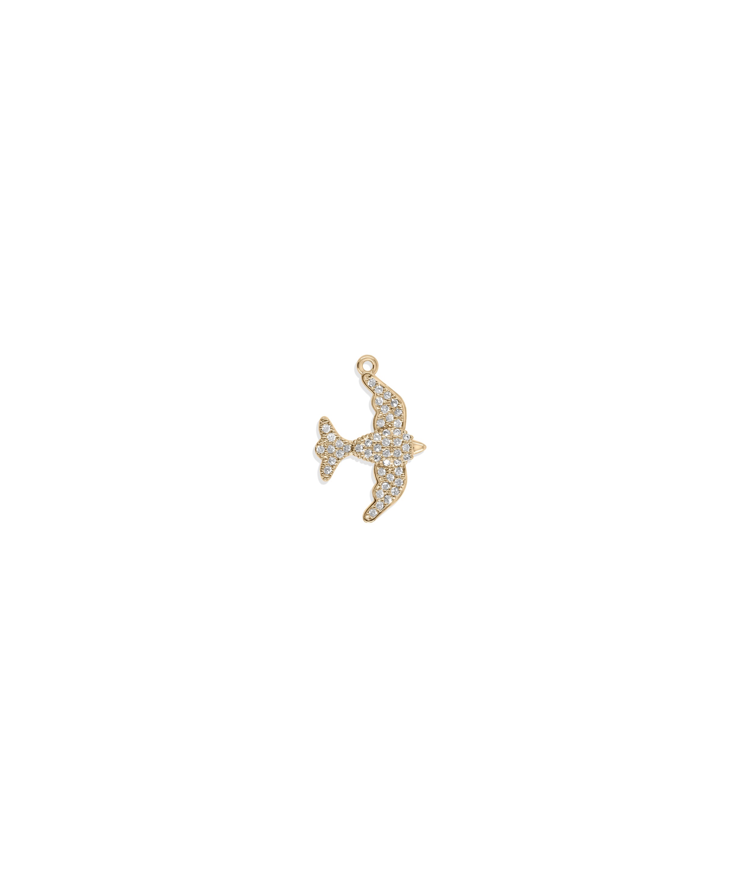 Diamond Pave Bird Charm - 79e | Everyday 14K Gold Jewelry