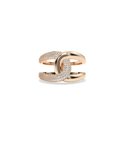 Gold and Diamond Twist Split Ring