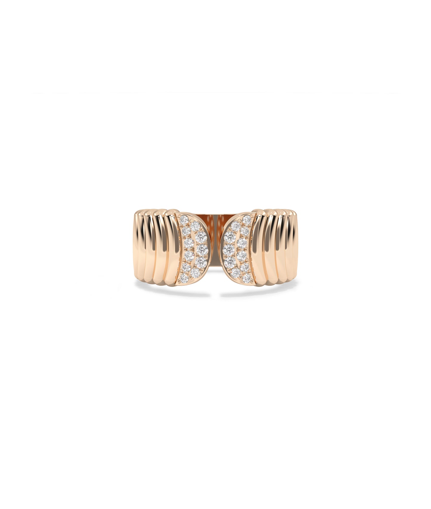 Diamond Pave and Groove Split Wide Band Ring | Shop Diamond Band Rings 