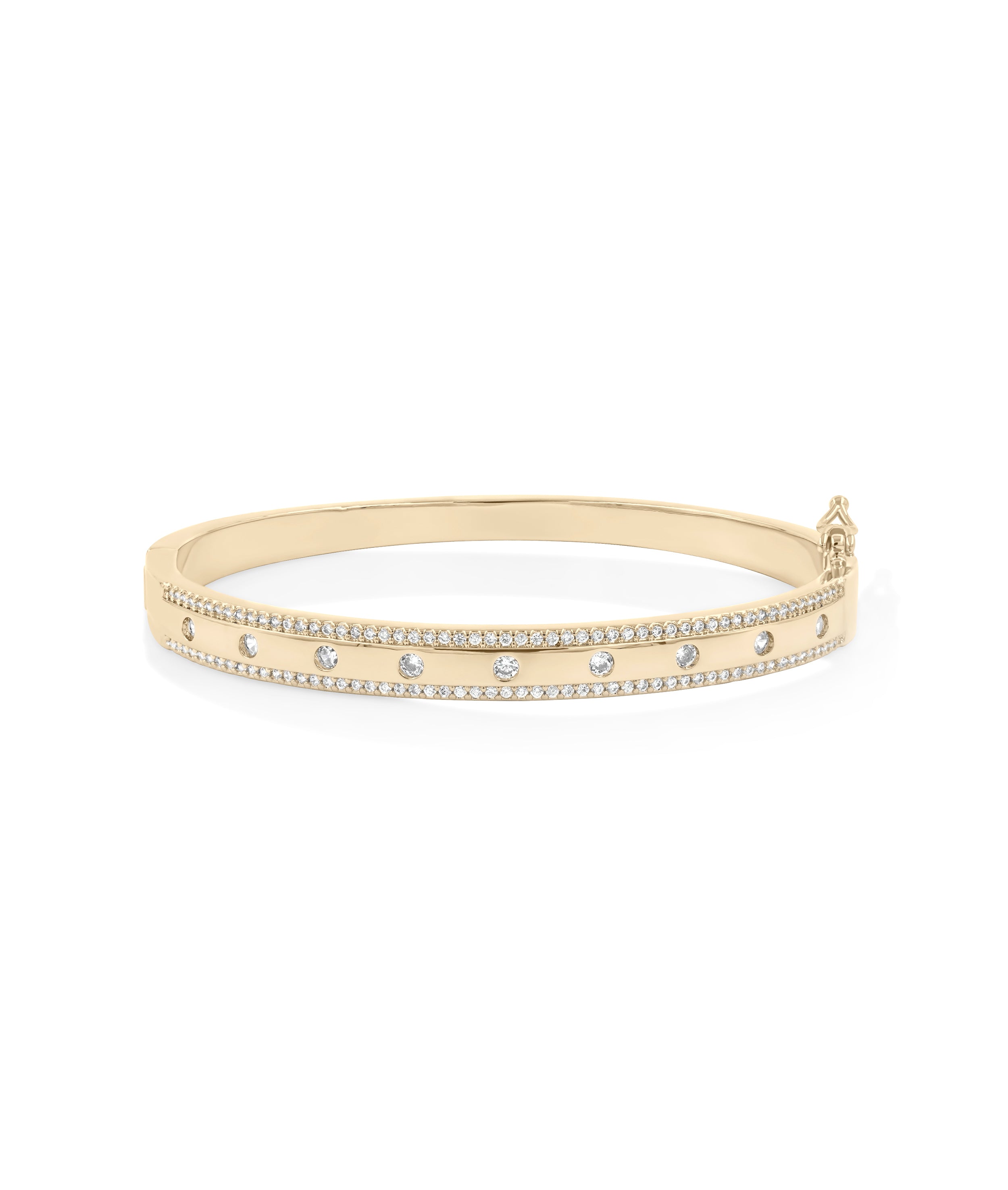 Diamond Station Bangle - 79e | Everyday 14K Gold Jewelry