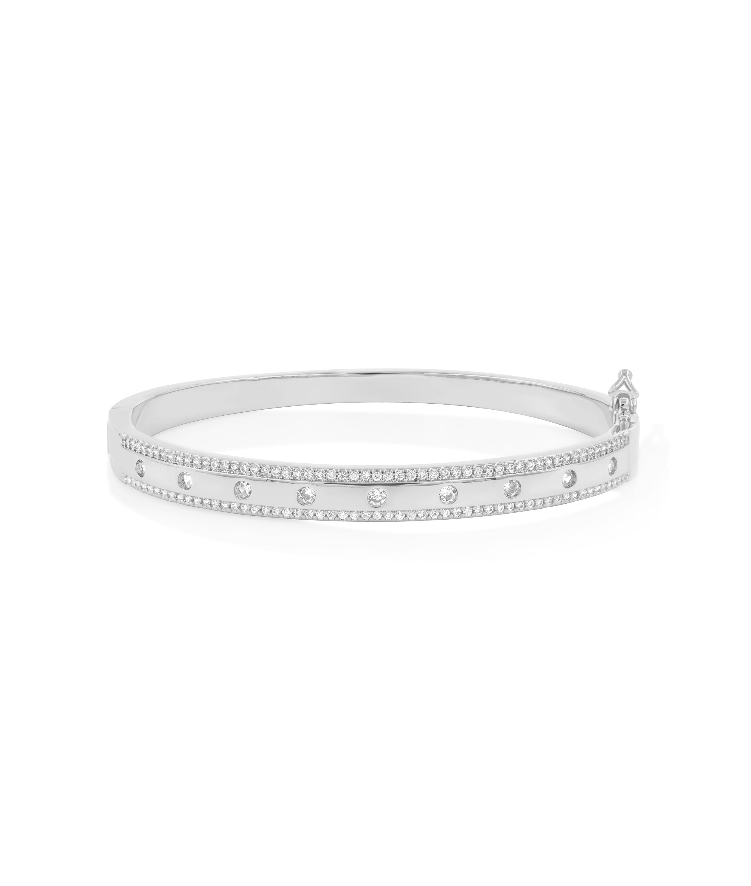 Diamond Station Bangle - 79e | Everyday 14K Gold Jewelry