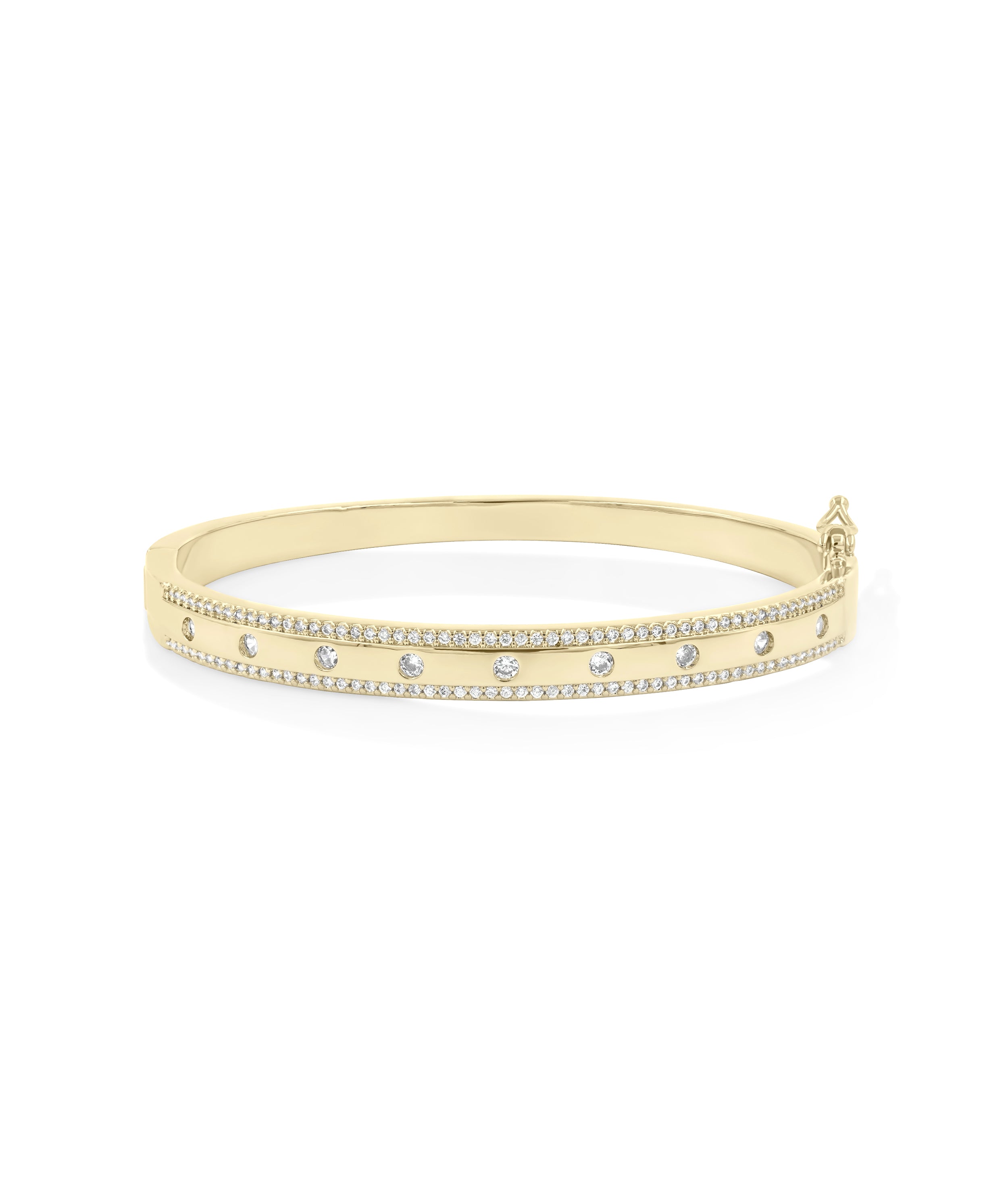 Diamond Station Bangle - 79e | Everyday 14K Gold Jewelry