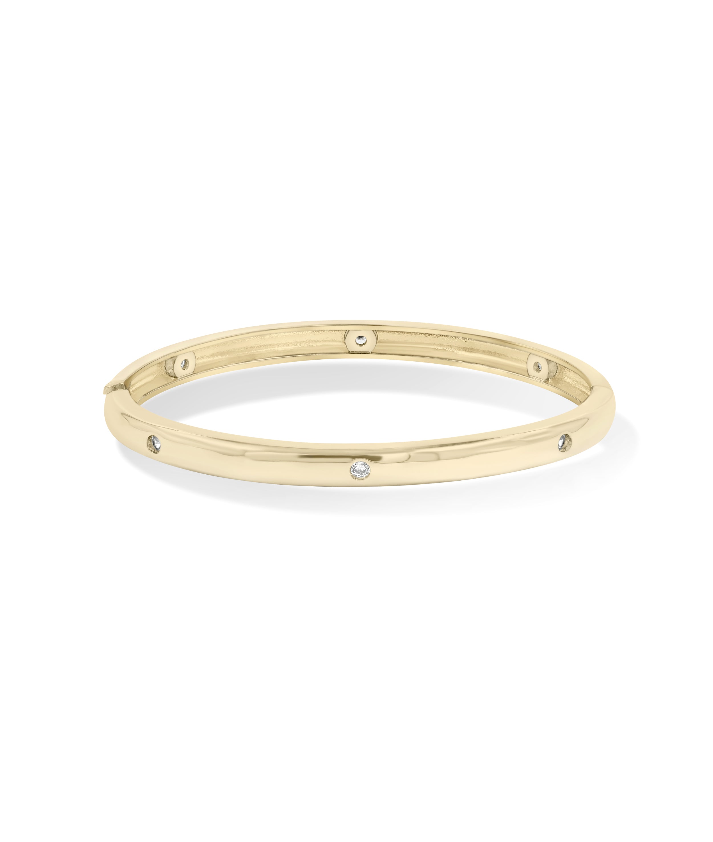 Diamond Station Bangle - 79e | Everyday 14K Gold Jewelry