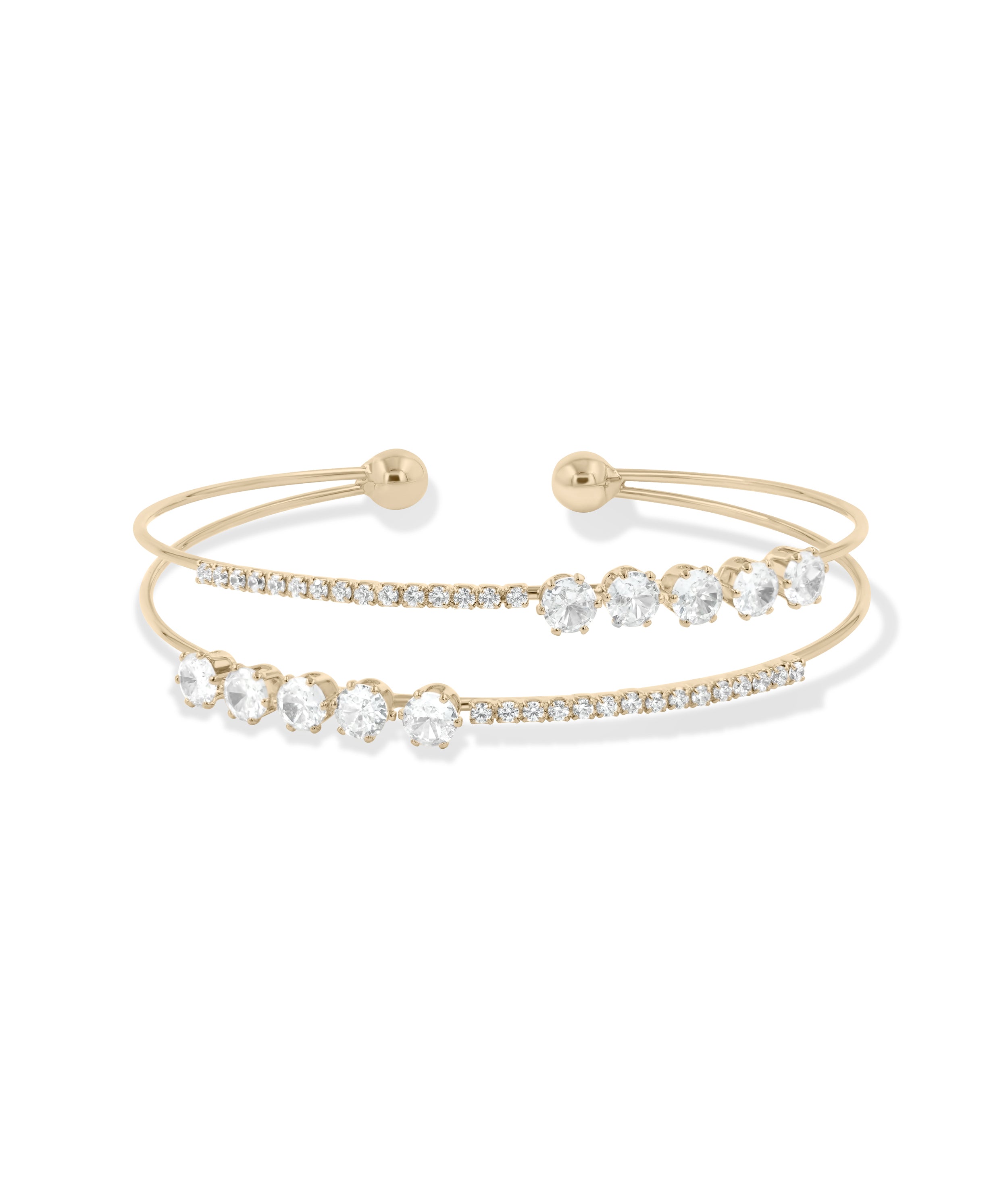 2 Row Diamond Line Bangle - 79e | Everyday 14K Gold Jewelry