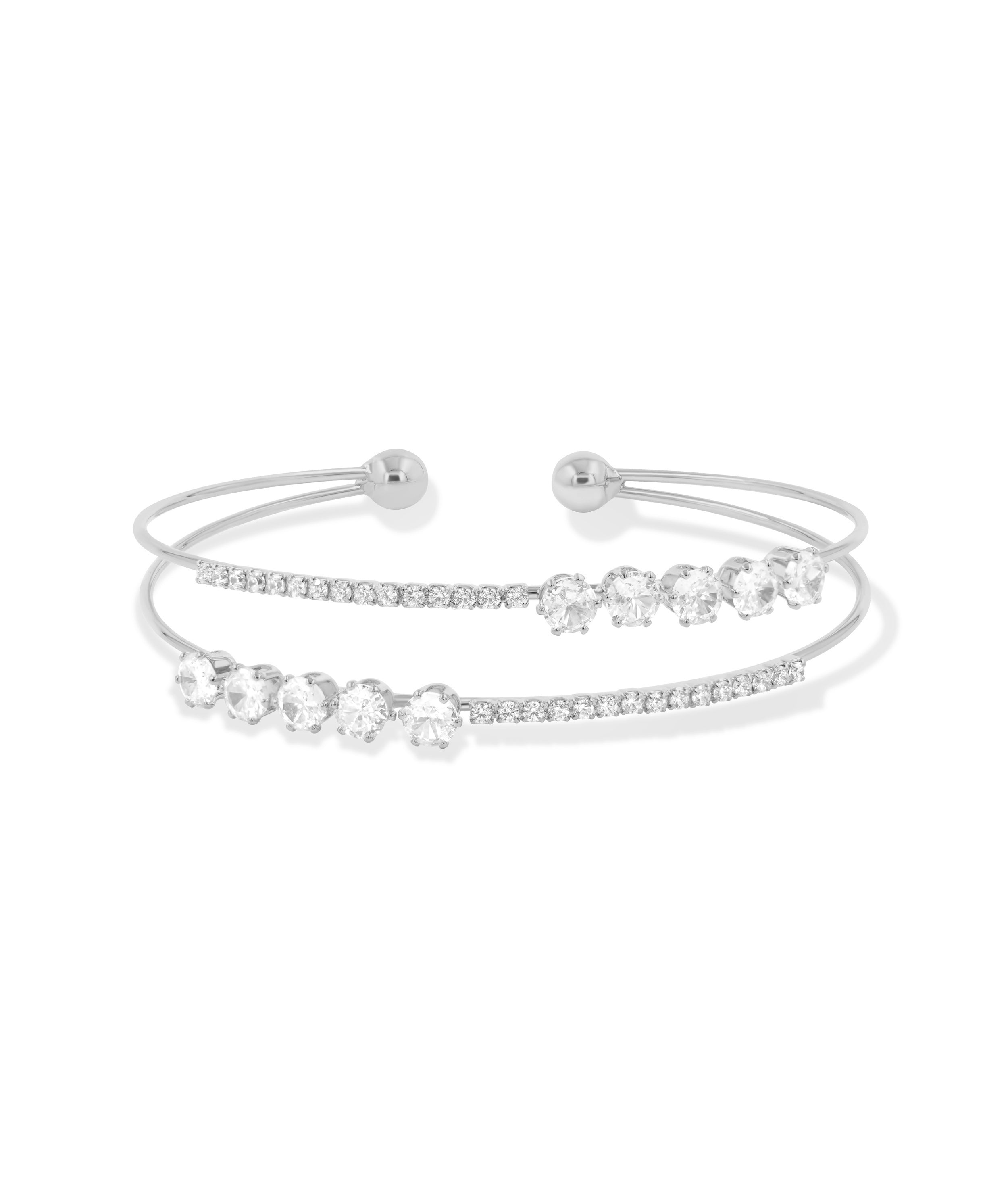 2 Row Diamond Line Bangle - 79e | Everyday 14K Gold Jewelry