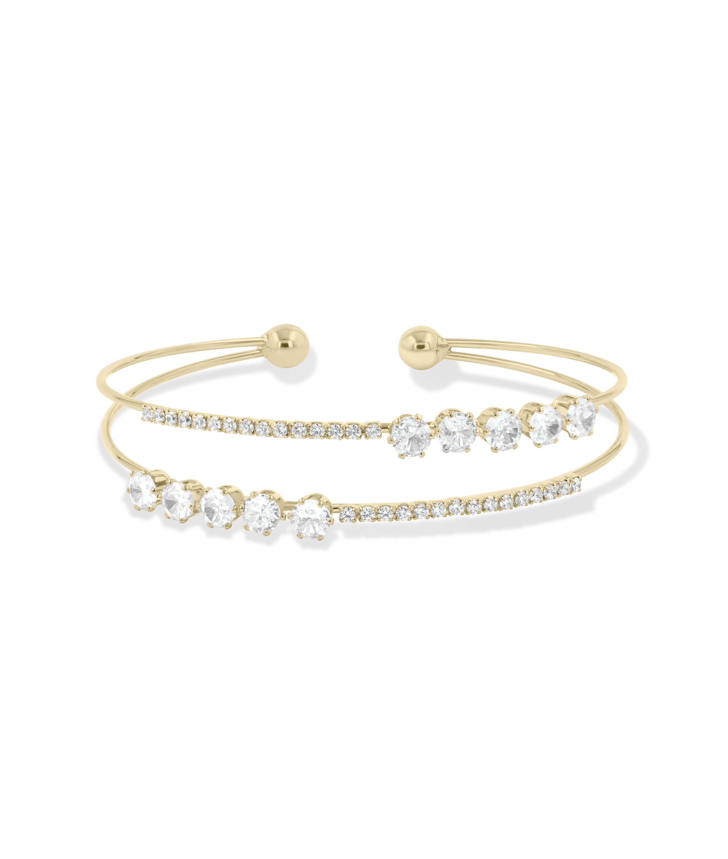 2 Row Diamond Line Bangle - 79e | Everyday 14K Gold Jewelry